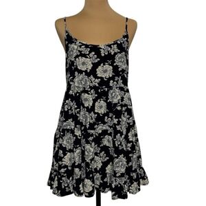Brandy Melville Jada Dress One Size Black Floral Mini Sundress Spaghetti Strap‎